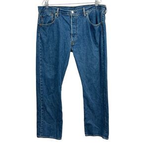 Levis Mens 501 Jeans Straight Leg 5‎ Pocket Button Fly Blue Wash Sz 38x29